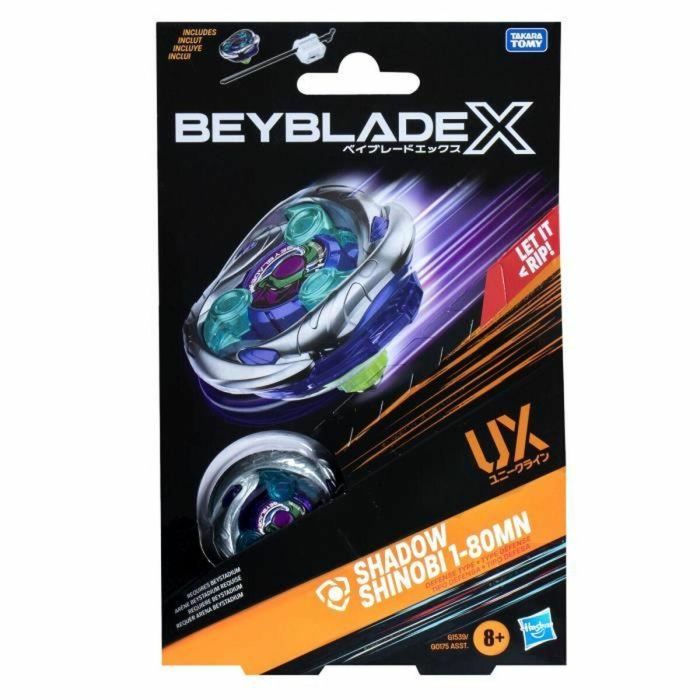 Hasbro HASG1539ES0 Beyblade X Starter Pack Shadow Shinobi 1-80MN UX con peonza de defensa y lanzador, a partir de 8 años 1