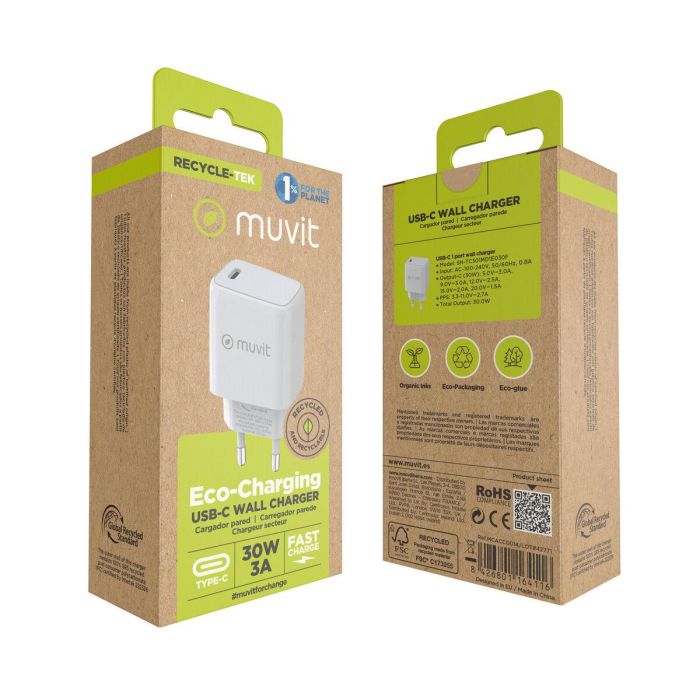 muvit for change cargador de pared Tipo C PD 30W blanco 3 muvit for change cargador de pared Tipo C PD 30W blanco 3