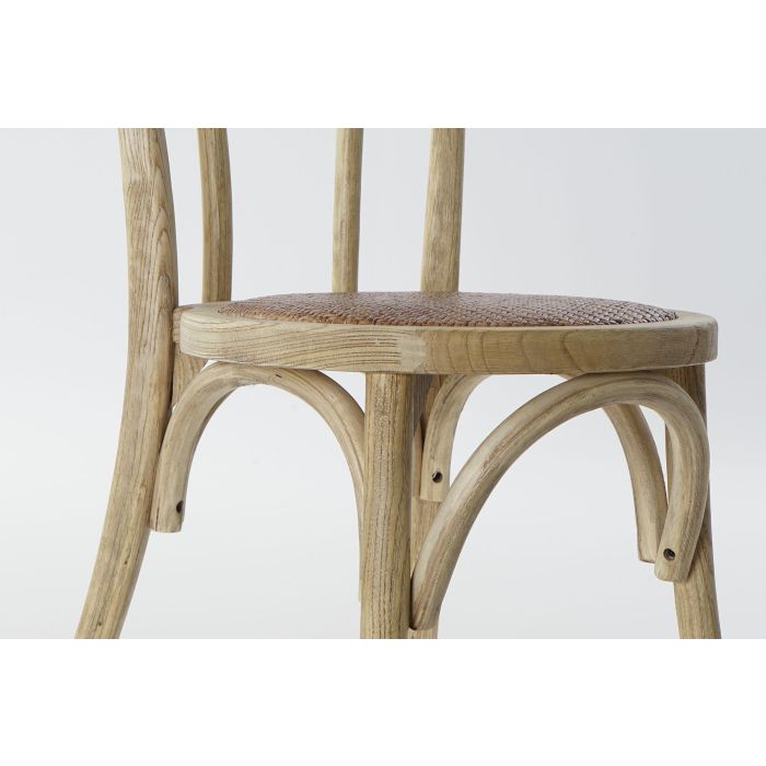 DKD Home Decor Silla Horeca Vintage de Olmo y Ratán Marrón Claro 44x89x43 cm (2 Unidades) Apilable, Altura Asiento 46 cm 3