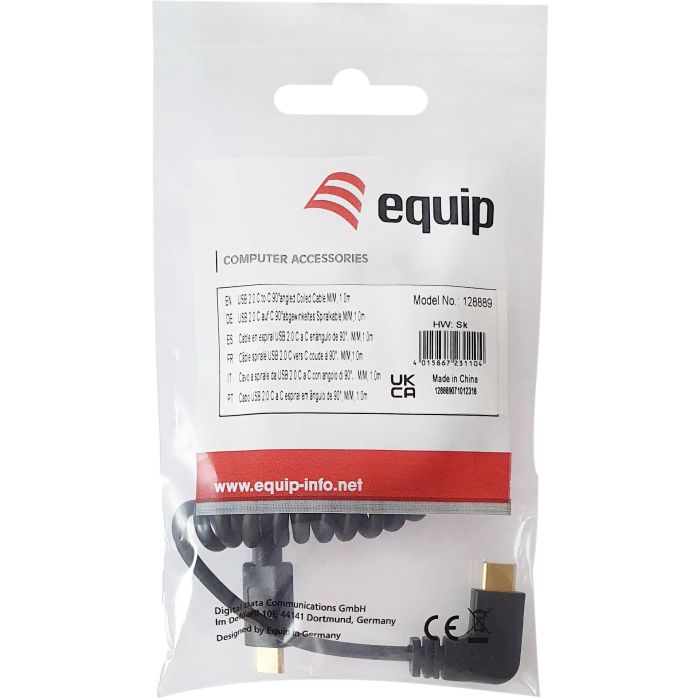 Equip Kabel USB-C 2.0 -> C wink. St/St 1.00m 3A 480Mbps sw 4