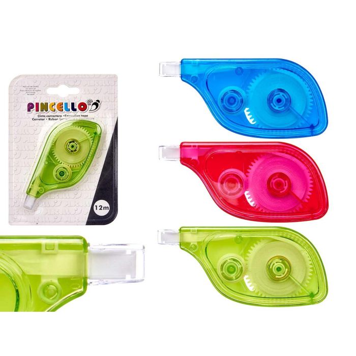 Cinta correctora Pincello 12 metros surtidos - 11x15x1.5 cm, colores azul, rojo, verde (36 Unidades) Cinta correctora Pincello 12 metros surtidos - 11x15x1.5 cm, colores azul, rojo, verde (36 Unidades)
