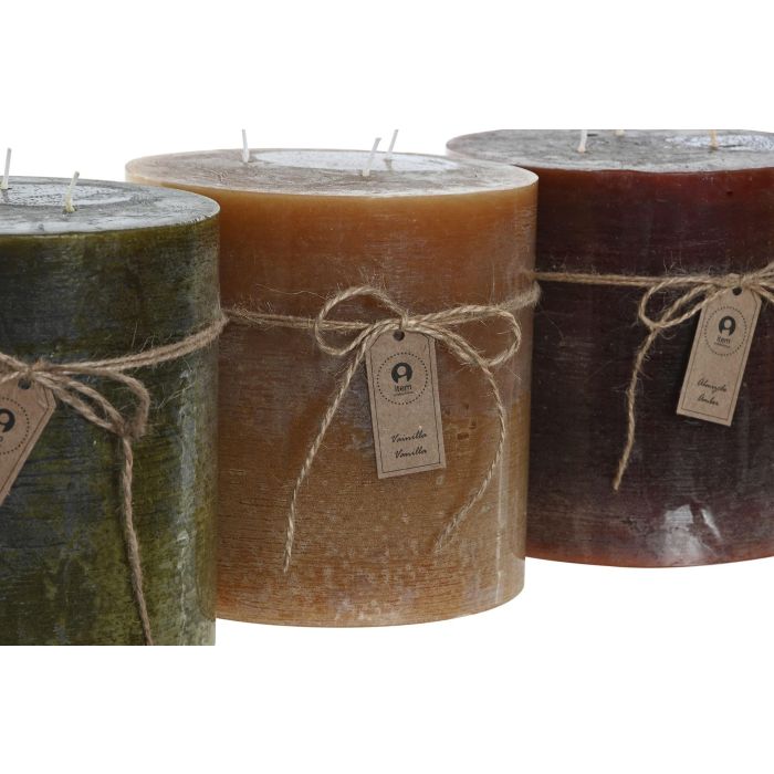 DKD Home Decor Vela Cera Colección Básicos 1300g, 120 Horas, Surtido Mostaza Verde Burdeos - Pack 6 Unidades (15x15x15 cm) 1