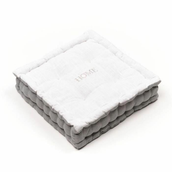 Today TOD1700239299636 Cojín de suelo CHARME, Slub, Chambray, Bordado Capucine, 40x40x10 cm