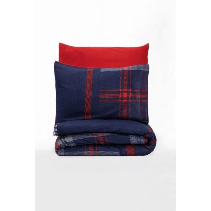 Juego de cama - 1 funda nórdica 220x240 cm + 2 fundas de almohada 60x60 cm - 100% algodón - Rojo 2 Juego de cama - 1 funda nórdica 220x240 cm + 2 fundas de almohada 60x60 cm - 100% algodón - Rojo 2