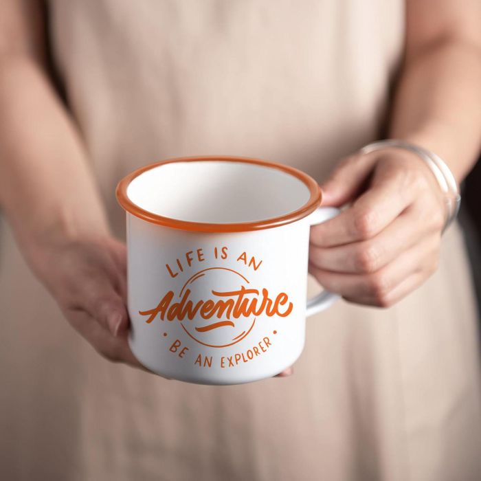 Mug esmaltada blanca con frases 500 ml - Privilege (24 Unidades) 5 Mug esmaltada blanca con frases 500 ml - Privilege (24 Unidades) 5