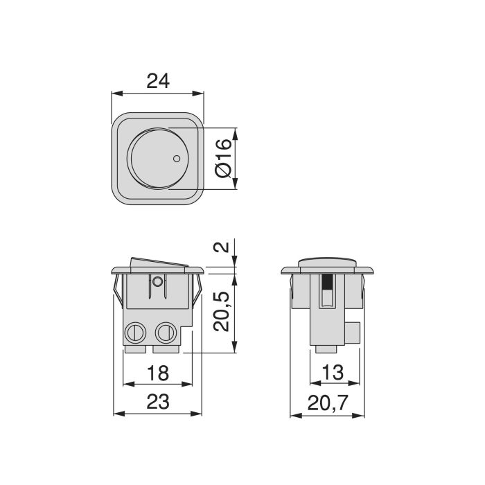 Emuca Lote de 10 interruptores para empotrar D21x21, Plástico, Blanco 5 Emuca Lote de 10 interruptores para empotrar D21x21, Plástico, Blanco 5