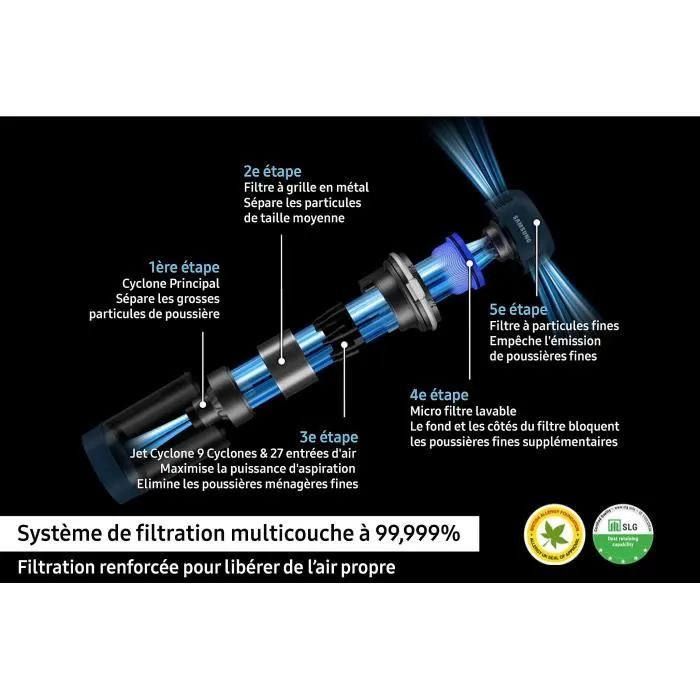 Samsung VS20C95EFTB Aspirador de varilla 580 W Azul 5
