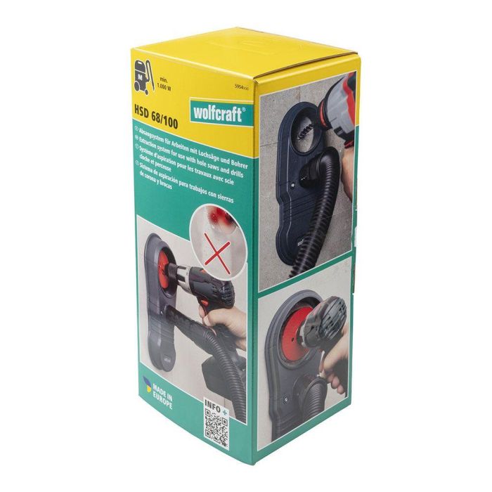 Wolfcraft Sistema de aspiración HSD 68/100 para trabajos sin polvo con sierras de corona y brocas 2