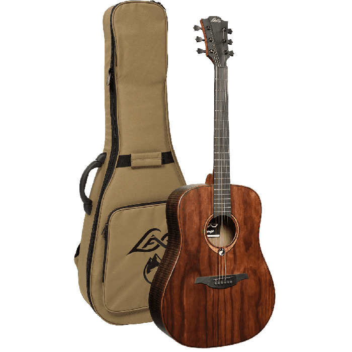LAG Guitarra Acústica Dreadnought Sauvage - Tapa Sólida Brankowood, Fondo y Aros Eucalipto Ahumado, Acabado Satinado 5