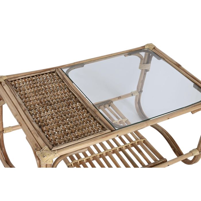 DKD Home Decor Mesa Centro Tropical Natural Ratán Bambú 46 x 40 x 76 cm 2