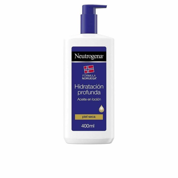 Neutrogena Hidratación Profunda Aceite en Loción Corporal Piel Seca 400 ml - Fórmula Noruega, Rápida Absorción, Alivia y Suaviza