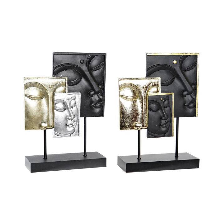 Figura Oriental DKD Home Decor Negro Dorado 8 x 30.7 x 22.5 cm (2 Unidades) Figura Oriental DKD Home Decor Negro Dorado 8 x 30.7 x 22.5 cm (2 Unidades)