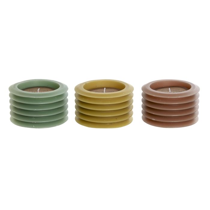 DKD Home Decor Vela Urban, Cera, 40h, Colores Surtidos (Marrón, Verde, Mostaza) (6 Unidades), 13x8x13 cm