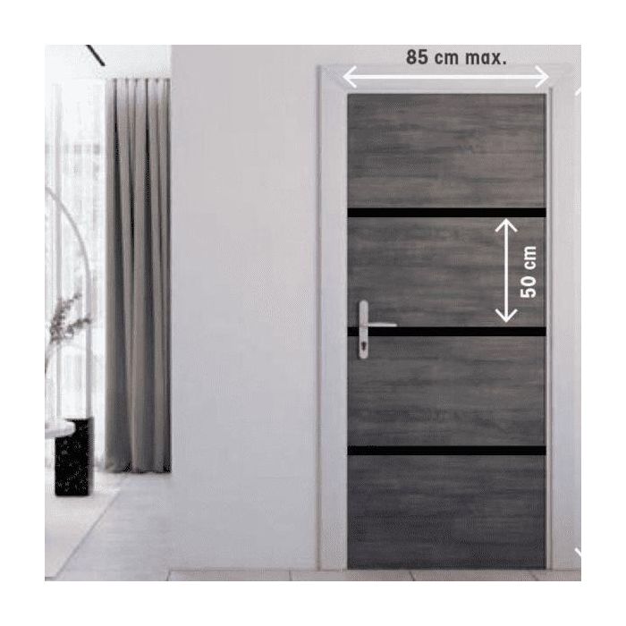 Kit de Renovación para Puerta Interior - NORDLINGER PRO - 4 Hojas 85 x 50 cm y 3 Perfiles Negros 85 x 2 cm - Gris Ágata 3