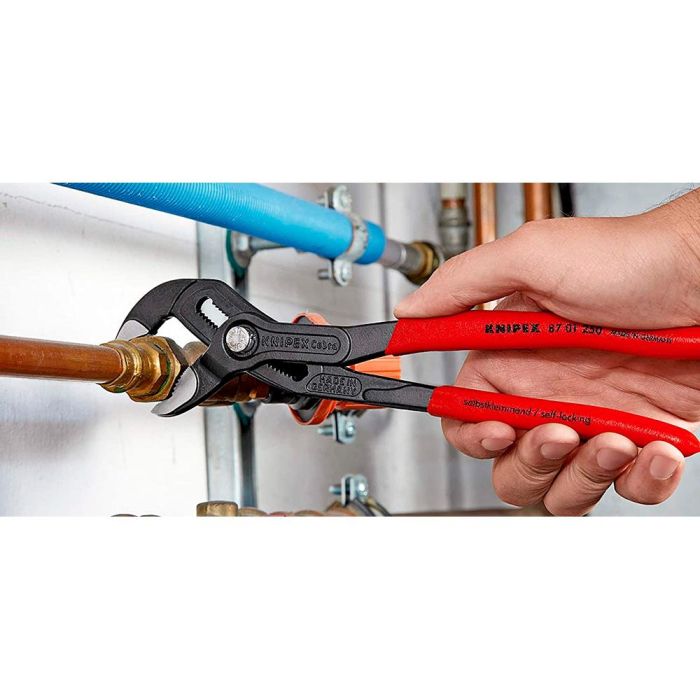 Knipex Tenazas ajustables cobra® 8701250, ajuste automático, mordazas templadas, 240x44x14mm, rojo/negro 7 Knipex Tenazas ajustables cobra® 8701250, ajuste automático, mordazas templadas, 240x44x14mm, rojo/negro 7