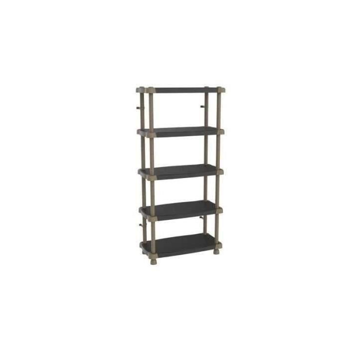 Plastiken TITANIO Estante de Almacenamiento Ancho 5 Bandejas Bicolores, Carga 30kg/bandeja, 184x88x44cm, Negro y Topo 1