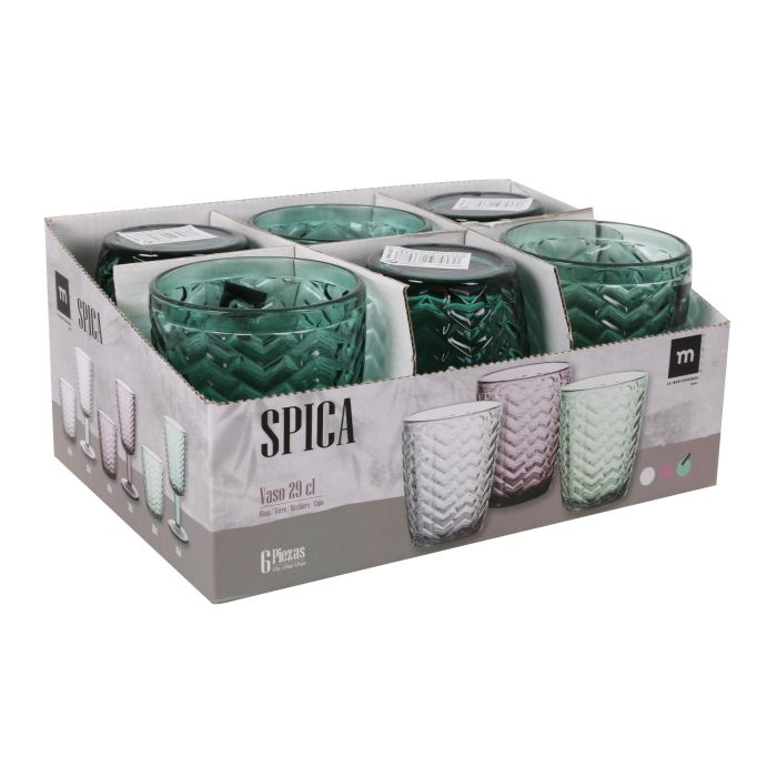 La Mediterranea Vaso Spica de 290 cc en color Verde, con un diámetro de 8 cm y altura de 10 cm, peso de 270 gramos. (48 Unidades) 6