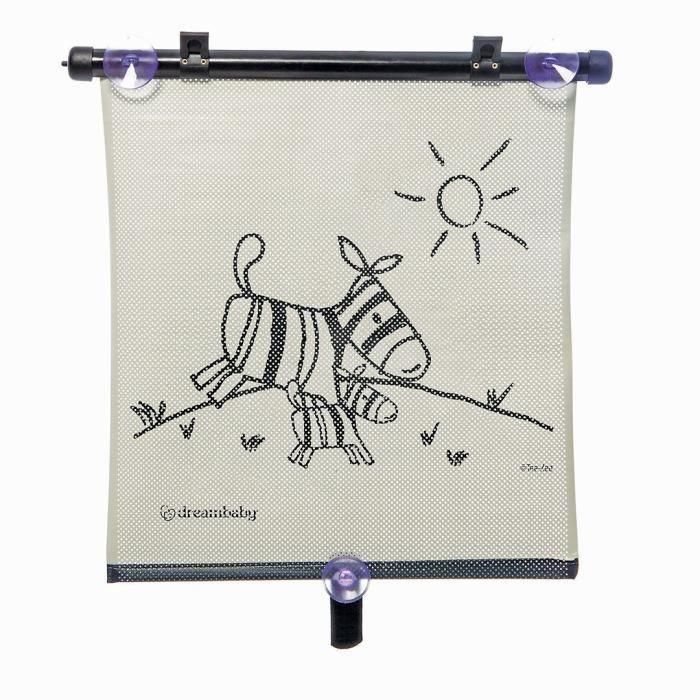 Dreambaby DRE9312742402389 Estor Enrollable para Ventana de Coche, Doble Cara Cebra y Tigre, Ajustable, 2 Unidades 3