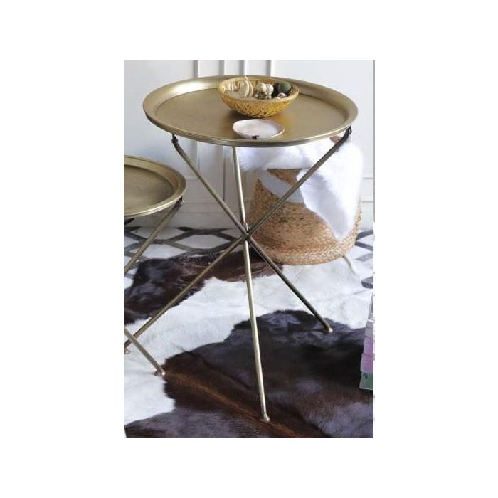 DKD Home Decor Mesita Auxiliar Glam Latón Dorado 47.5 x 64.5 x 47.5 cm