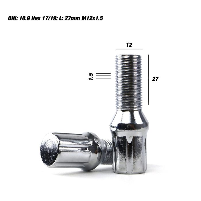 Omp OMPS09961402 Juego 20 Tornillos Rueda Acero DIN 10.9 M14x1.5 Largo 27mm Llave 17-19 Color Plata 6