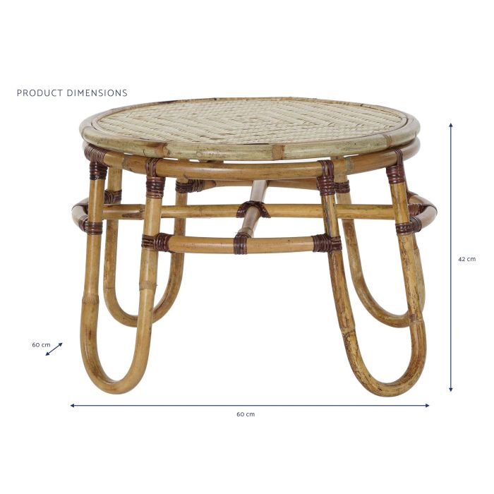 DKD Home Decor Mesita Auxiliar Balines Ratan y Bambu Natural 60 x 42 x 60 cm 3