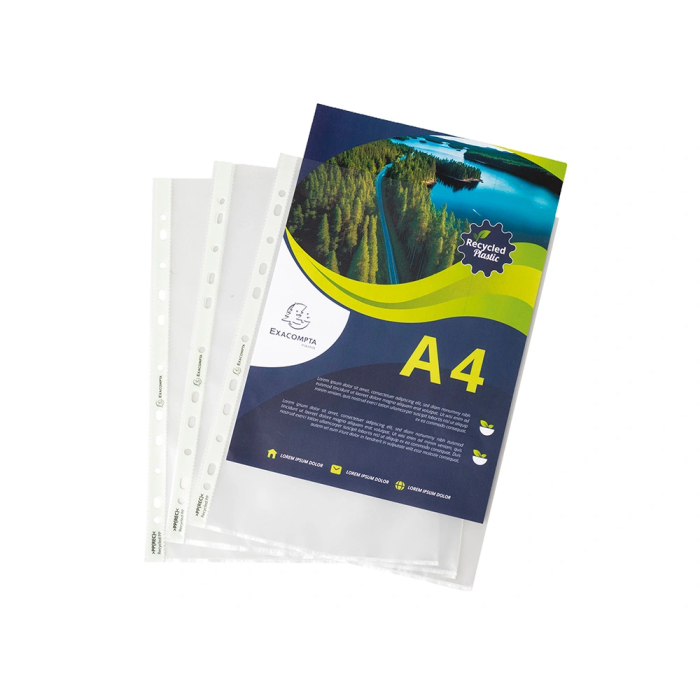 Exacompta Funda Multitaladro Reciclada Polipropileno 60 mc Din A4 Piel de Naranja Caja 100 Unidades 4 Exacompta Funda Multitaladro Reciclada Polipropileno 60 mc Din A4 Piel de Naranja Caja 100 Unidades 4