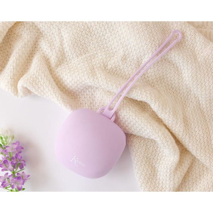 KioKids Portachupetes de Silicona Lavanda para 1 chupete, con Lazo para Colgar, Higiénico y Seguro, Apto Lavavajillas y Esterilizador, para Bebés +0 meses