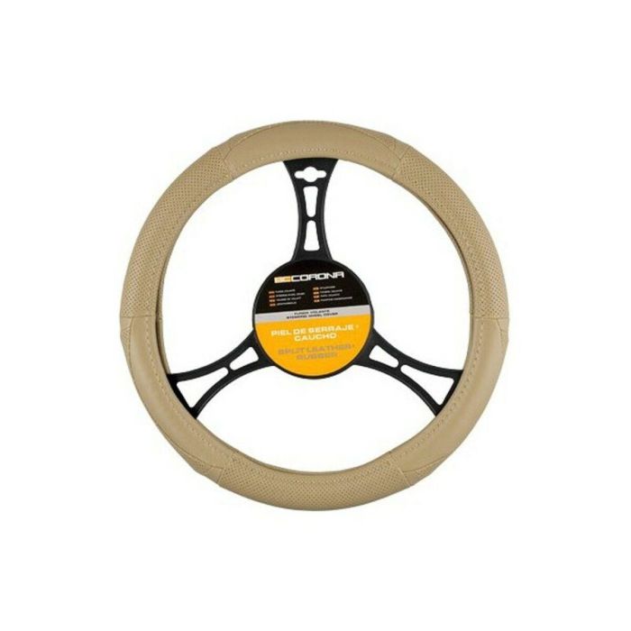 Abc FVO10157 Funda Volante Cuero Genuino Beige Cs 6 | Protector Cómodo y Duradero, Costura Perfecta, Acabado Meticuloso para Coche