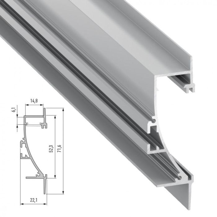 Perfíl Aluminio  TIANO 2,02M Anodizado Plata 1
