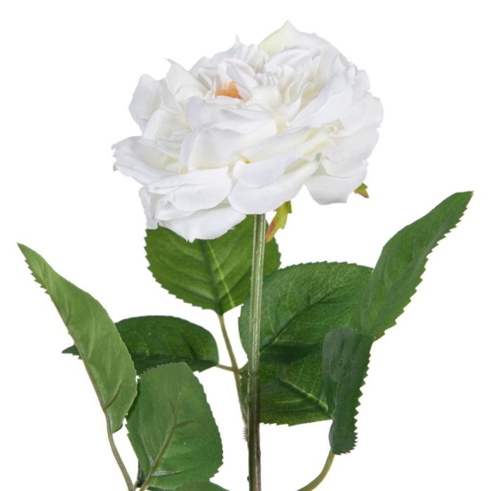 Flor Rosa Blanco Artificial Decoración 14 X 16 X 43 cm