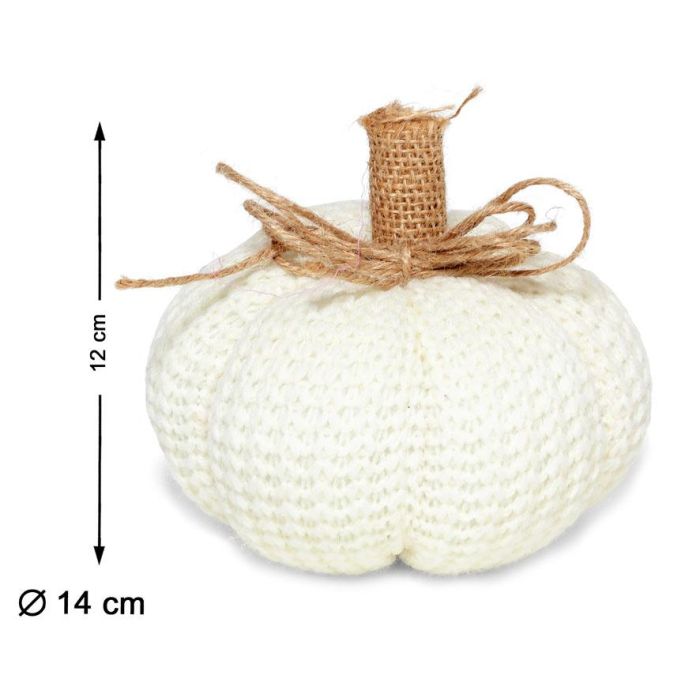 Calabaza Decorativa De Tela Blanca 12 cm Con Acabado Rústico Para Halloween Y Otoño