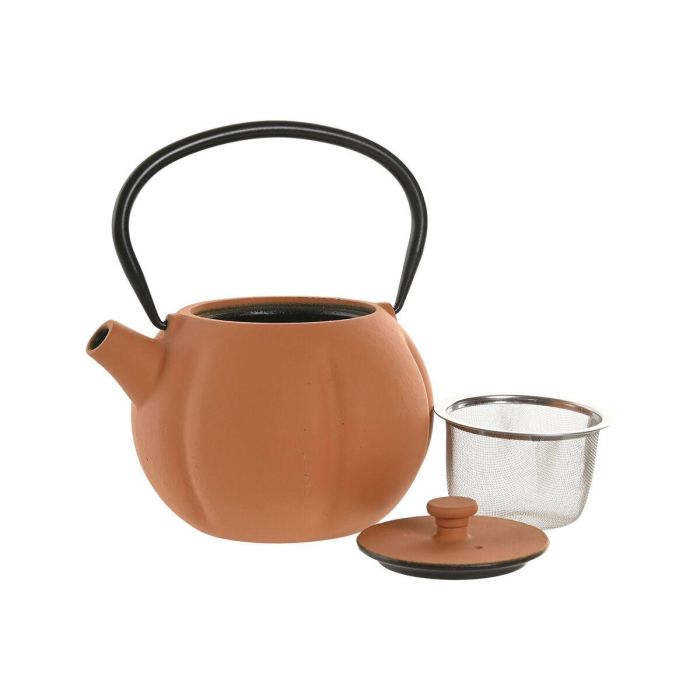 DKD Home Decor Tetera Oriental de Hierro Fundido e Inox Naranja/Verde 1L (2 Unidades) 12.3 x 16.5 x 14.5 cm Lavavajillas/Gas 2