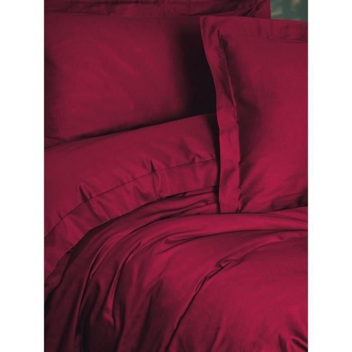 Juego de cama - 1 funda nórdica 220x240 cm + 2 fundas de almohada 60x60 cm - 100% algodón satén - Rojo 1 Juego de cama - 1 funda nórdica 220x240 cm + 2 fundas de almohada 60x60 cm - 100% algodón satén - Rojo 1