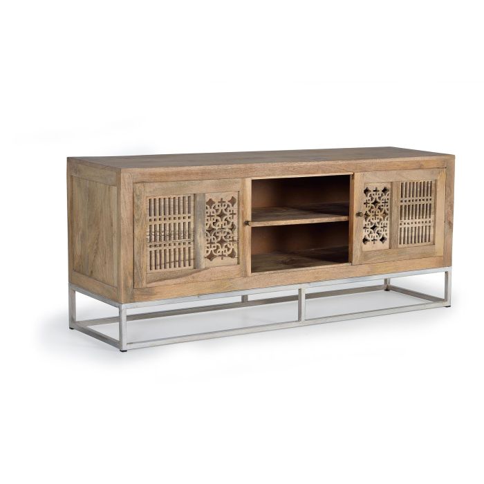 Giner y Colomer Mueble TV Madera de Mango y Metal Natural 160 cm 2