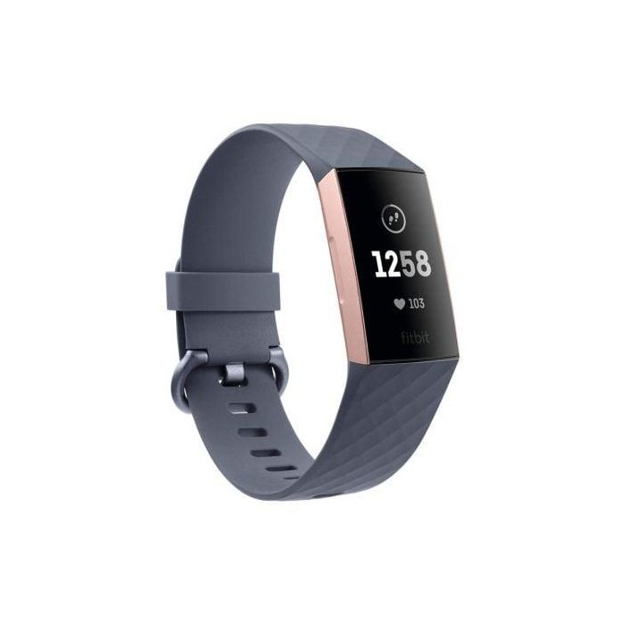 PULSERA CUANTIFICADORA FITBIT CHARGE 3 ORO ROSA-GRIS - BT - PANTALLA TÁCTIL - SENSOR CARDIACO - SALUD FEMENINA - NOTIFICACIONES - ANDROID/IOS