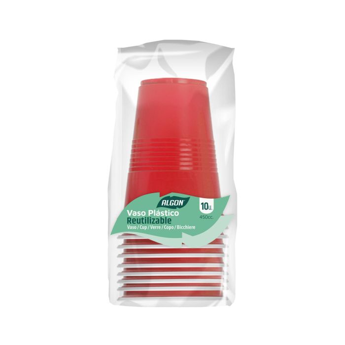 Set de 10 Vasos Bicolor Rojo y Blanco 450 ml Algon (18 Cajas) 2 Set de 10 Vasos Bicolor Rojo y Blanco 450 ml Algon (18 Cajas) 2