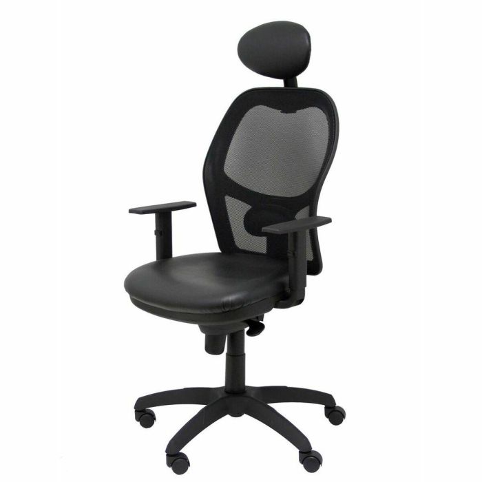 Piqueras y Crespo Silla de Oficina Ergonómica Jorquera Sincro con Brazos Regulables, Malla Negra y Asiento en Similpiel Negro 3 Piqueras y Crespo Silla de Oficina Ergonómica Jorquera Sincro con Brazos Regulables, Malla Negra y Asiento en Similpiel Negro 3