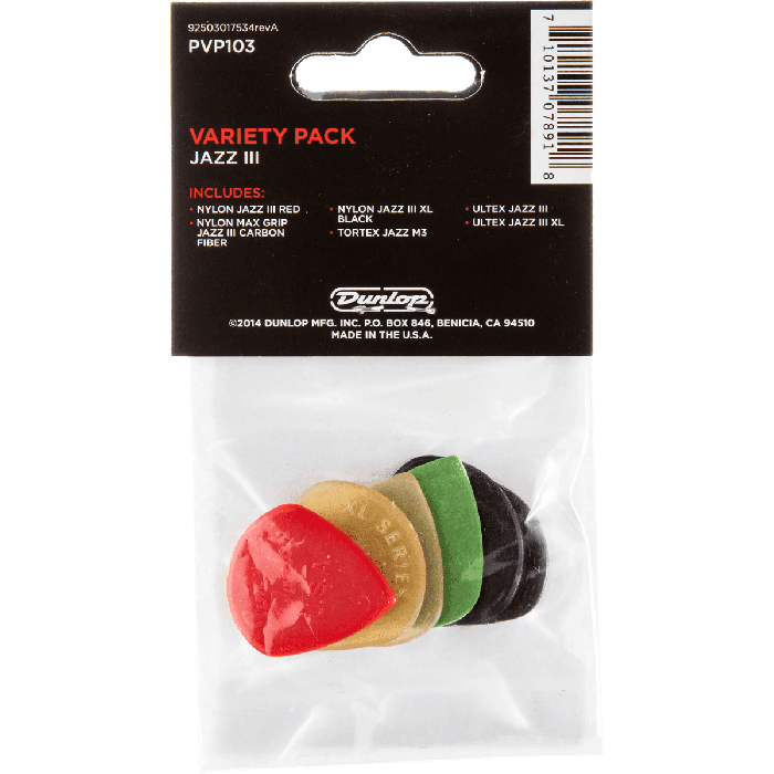 DUNLOP Jazz Pack De 6 Unidades - Púas para Guitarra Eléctrica y Acústica 1