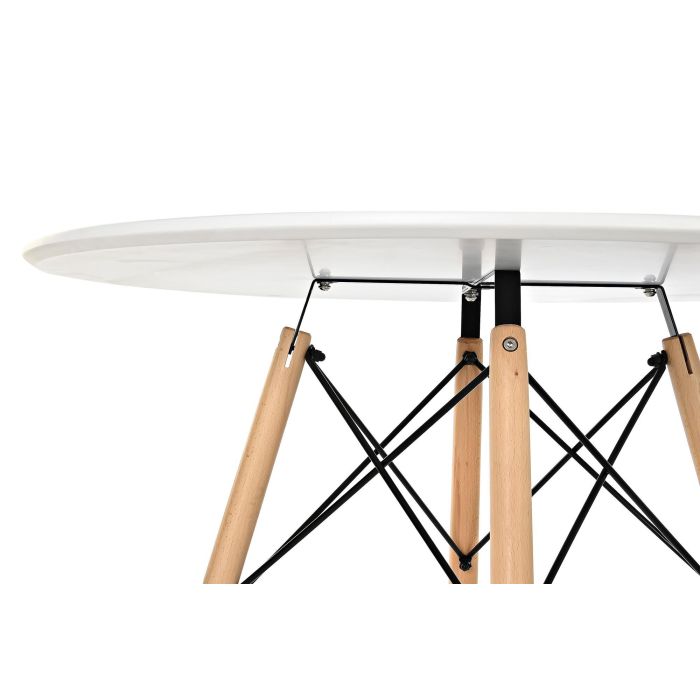 DKD Home Decor Shenglong basics Mesa Redonda Comedor Estilo Scandi Urban Blanco Natural MDF y Abedul 90x90x74 cm 1