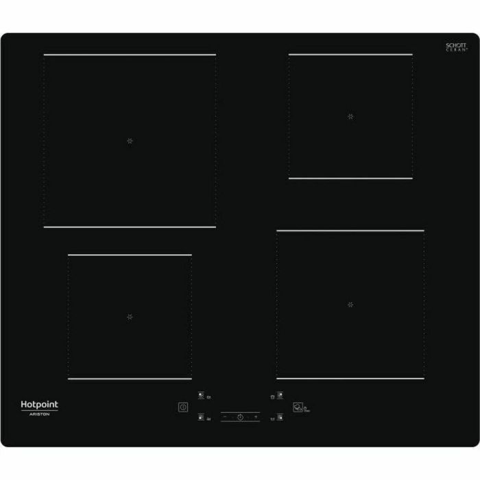 Hotpoint HQ5660SNE Placa de inducción de 60 cm, 4 fuegos, 7200W, 4 boosters (1 de 3kW), 9 niveles, temporizador, vidrio negro