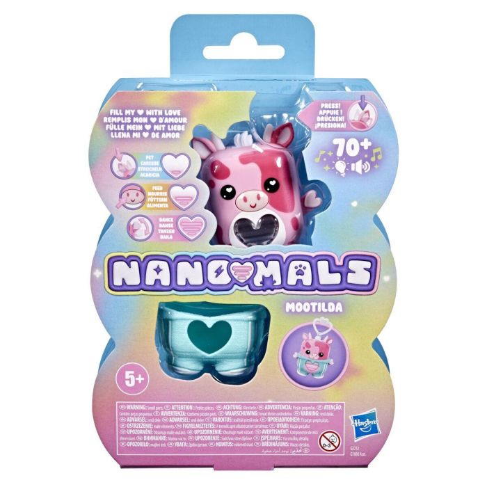 Hasbro Nano-mals Mootilda la Vaca Rosa, Compañero Electrónico con Más de 70 Reacciones, para Niños, Edades 5+ 8