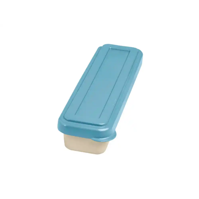 Exacompta Fiambrera Beige con Tapa Azul, 3 Cubiertos Reutilizables, 205x65x40 mm 1