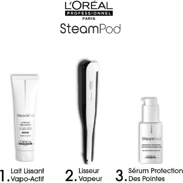 Pack Steampod 3.0 - L'Oréal Professionnel - UFR10011 - Plancha de vapor profesional 2 en 1 - Suero - Tratamiento activado por vapor - Blanco 2 Pack Steampod 3.0 - L'Oréal Professionnel - UFR10011 - Plancha de vapor profesional 2 en 1 - Suero - Tratamiento activado por vapor - Blanco 2