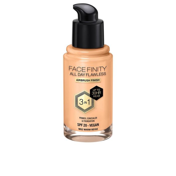 Max Factor Facefinity All Day Flawless 3 In 1 Foundation #W62-Warm Beige 30 ml 0 Max Factor Facefinity All Day Flawless 3 In 1 Foundation #W62-Warm Beige 30 ml 0