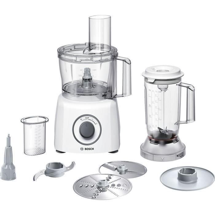 Bosch Robot multifunción MultiTalent3 800W, 2 velocidades y pulso, Bol 2.3L, Bol 1L, Batidora, 2 Discos, Blanco Bosch Robot multifunción MultiTalent3 800W, 2 velocidades y pulso, Bol 2.3L, Bol 1L, Batidora, 2 Discos, Blanco