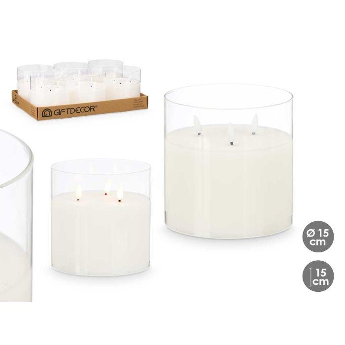Vela Led 3 Luces Vaso Cristal Giftdecor 15CM (6 Unidades) Vela Led 3 Luces Vaso Cristal Giftdecor 15CM (6 Unidades)