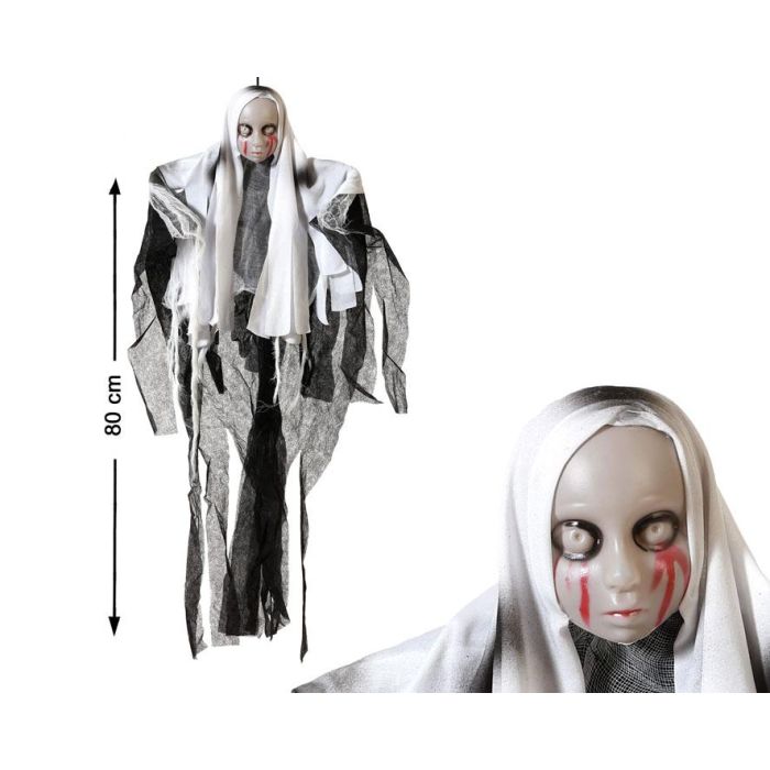 Muñeca Terrorífica con Sangre y Vestido Blanco 80 cm