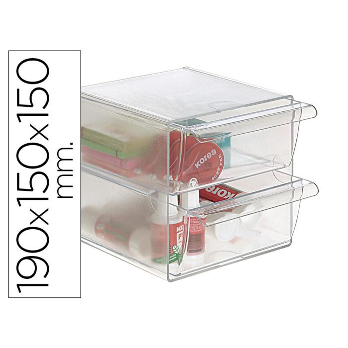 Archivo 2000 Organizador Archicubo 2 Cajones 190x150x150 mm Cristal Transparente