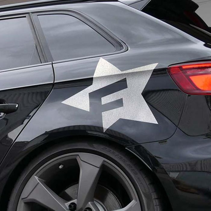 Foliatec Pegatina para Coche Diseño F-Star Plata FO33974 Adhesivo PVC Resistente Exterior 39x41 cm 2