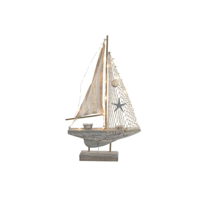 DKD Home Decor Figura Barco velero Natural LED MDF 26.5 x 5.5 x 43 cm (2 Unidades)